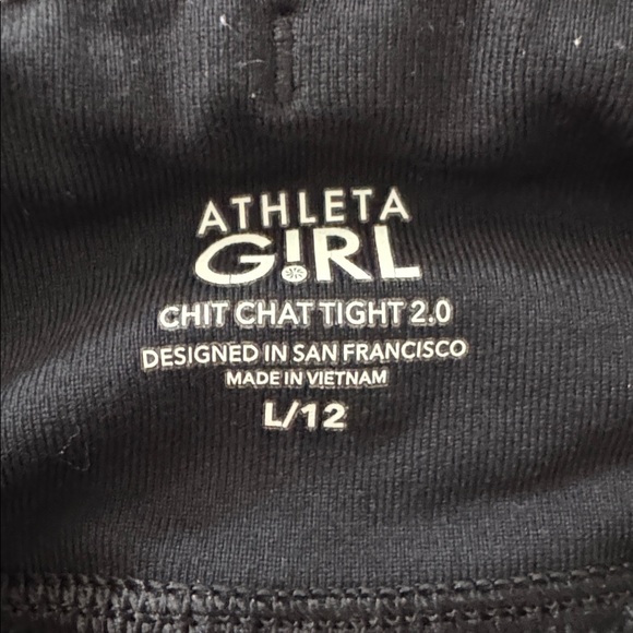 Athleta Girl Chit Chat Leggings 3 pair Size Large / 12 Black and Pink - Picture 8 of 13